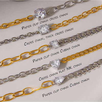 Stainless Steel Zircon Chain Bracelet For Women, Stackable Jewelry