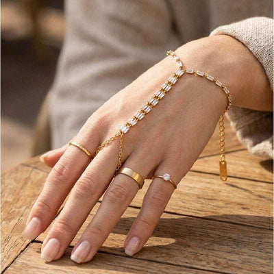 Stainless Steel Zircon Link Bracelet For Women, Stackable Jewelry