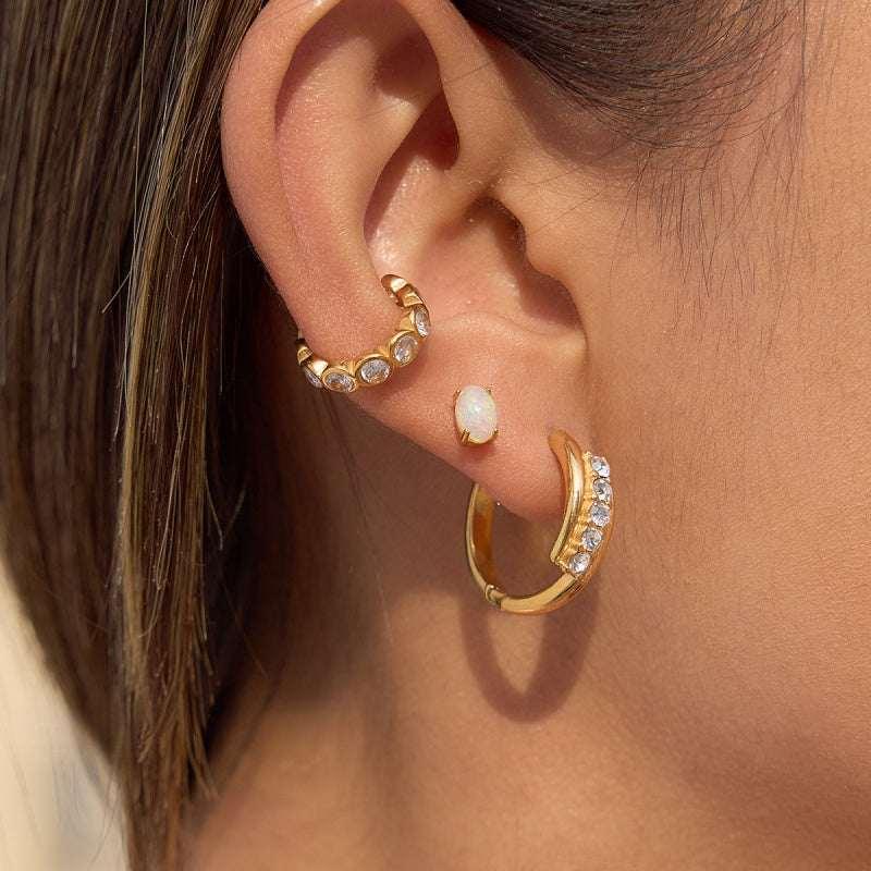 Stainless Steel Rhinestone Earrings, Luxurious And High-End Earrings